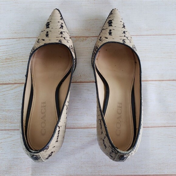 Coach Leather Animal Print Pointy Toe Studded Stiletto Heels Pump Size 7.5 - Picture 9 of 16